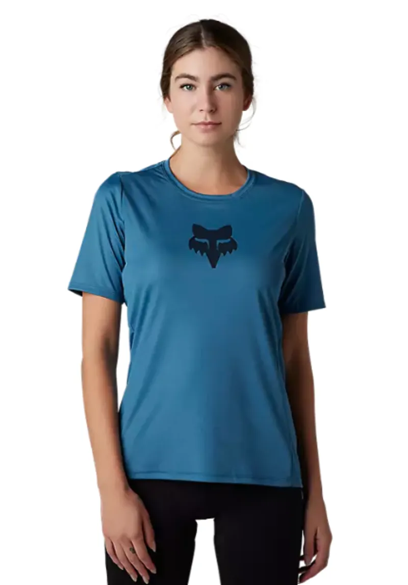 Fox Racing Women's Ranger Foxhead Short Sleeve Jersey in Dark Slate Blue-1